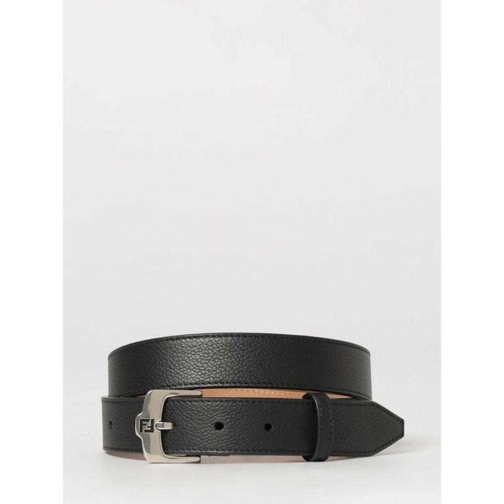 Fendi Men Grained Leather Ff Belt Fendi